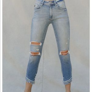 Fringe Hem Skinny Jeans Size 5/26